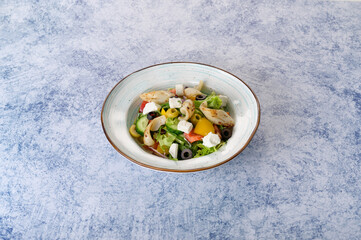 tasty and healthy salads in a plate on a beautiful background