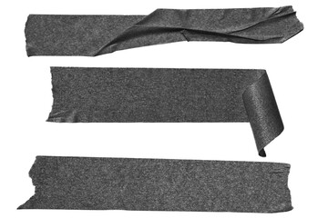 Black adhesive tape paper. wrinkle matte masking tape sticker, Torn pieces adhesive tape set on...