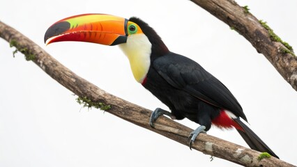 Fototapeta premium toucan on a branch on a white background