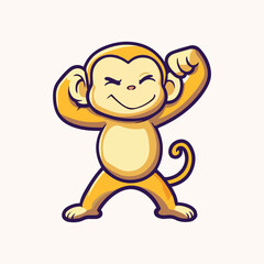 Cute monkey cartoon dancing Vector Icon Illustration