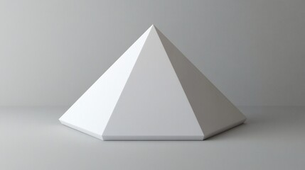 White geometric pyramid, studio backdrop, minimalist design, 3D render, website banner