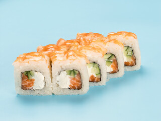 Philadelphia Roll with salmon wrapped in shrimp