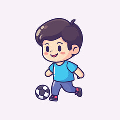 Cute boy working on laptop Cartoon Vector Icon Illustration