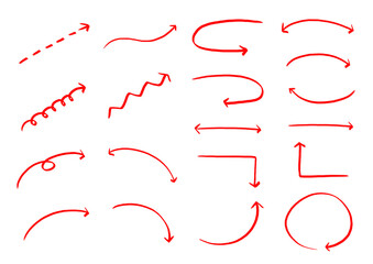 シンプル　手書き風　赤い　やじるし　セット