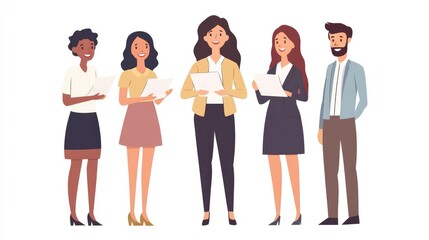 Obraz premium Happy young project manager woman offering plan, and management strategy to a diverse team. giving paper marketing reports to colleagues and business coaches training employees for sales growth.