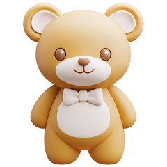 Fototapeta premium Adorable 3D Rendered Cartoon Teddy Bear with Bow Tie Cute Baby Toy Child s Plaything