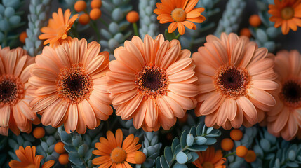 Vibrant Orange Florals and Grains