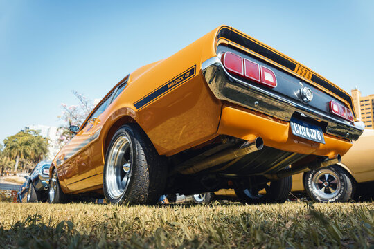 1978 Ford Maverick GT muscle car on exhibition at the Third Municipal Antique Car Day in the city of Londrina, southern Brazil.