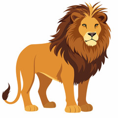 Fototapeta premium Cartoon african Lion .Vector illustration on white background Side view.