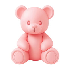 Obraz premium Adorable Pink 3D Rendered Teddy Bear Sitting Cute Cartoon Style Toy Childrens Plaything