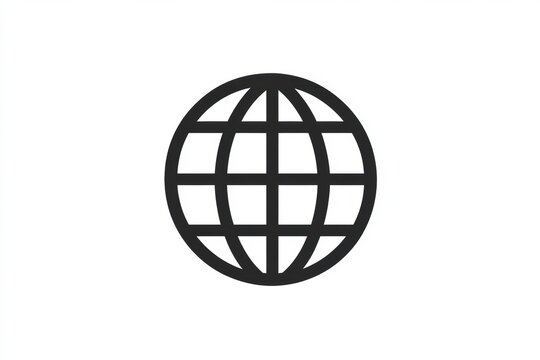 Symbolizing global connectivity through a simple black and white globe design representing unity and communication worldwide. Generative AI