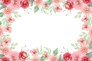 Decorate your designs with a watercolor flower frame isolated on a white background.