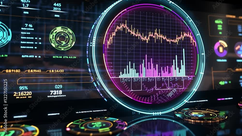 Aufkleber vibrant digital display showcasing real-time analytics and visuals in a modern space