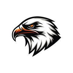 Create a stylized eagle head illustration, bold geometric shapes, strong lines, emphasizing the letter 'L' within the design.  Focus on a stoic, powerful expression.