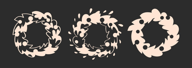 vintage wreath set christmas wreaths in outline linear winter wreath prints decorative christmas wreaths, vector lineart