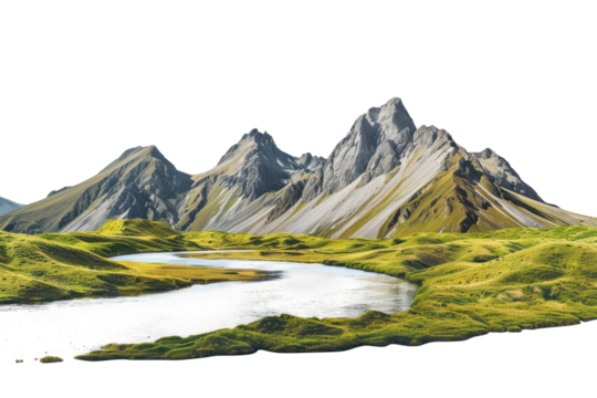 PNG Mountain and river landscape nature background.