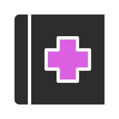 Medical book with violet cross minimal design 2D