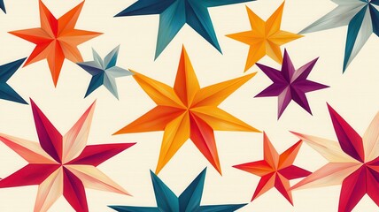 Obraz premium Colorful Abstract Star Pattern Festive Holiday Background Bright Geometric Design