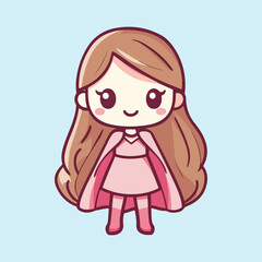 A girl super hero Cartoon Vector Icon Illustration