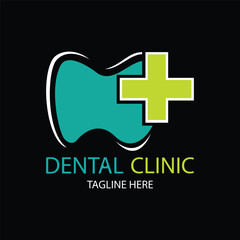 Obraz premium dental clinic logo design on black background