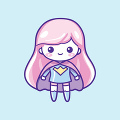 A girl super hero Cartoon Vector Icon Illustration