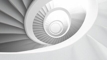 White spiral staircase, modern building, interior design, ascent, architectural visualization