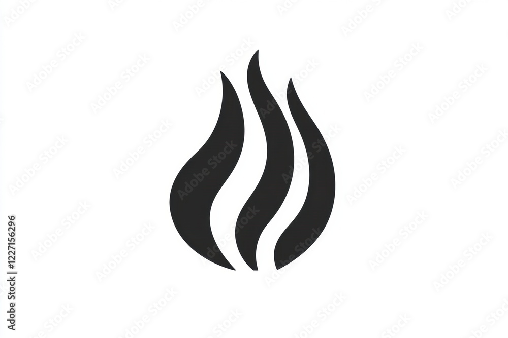Poster flame icon representing heat, fire, and energy in modern graphic design for various applications. ge
