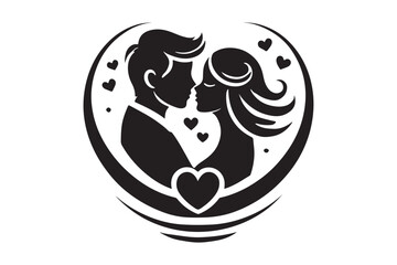 Black Silhouette of Lovebirds Romantic Couple Vector Illustration