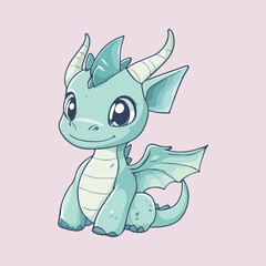 Cute dragon Cartoon Vector illustration