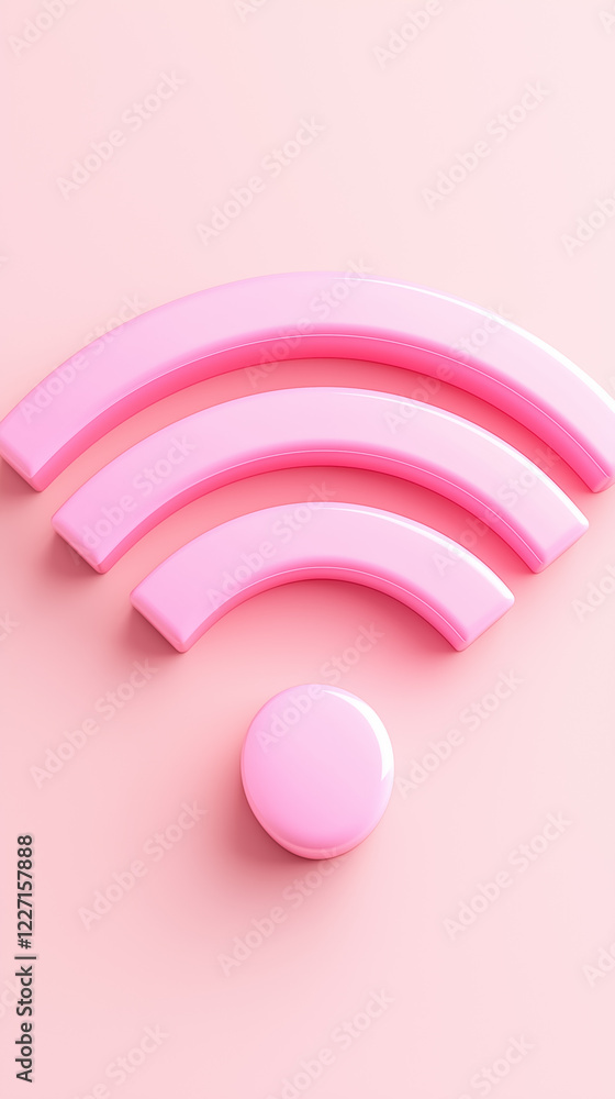 Poster subtle wireless signal waves radiate from a circular device in a minimalistic setting. the soft ligh