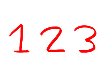 シンプルな手書きの赤い数字123