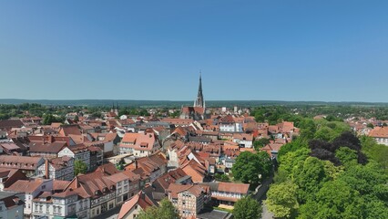 Obraz premium Cathedral in Mühlhausen in Thuringia from the air