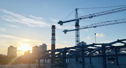 construction site with crane