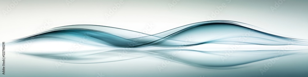 Poster abstract flowing blue forms, smooth vector art with soft highlights and shadows on white background