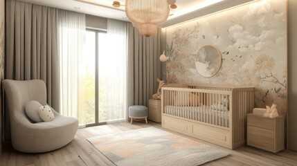 Serene Nursery Room Design With Natural Tones