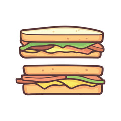 Classic club sandwich cartoon icon vector illustration