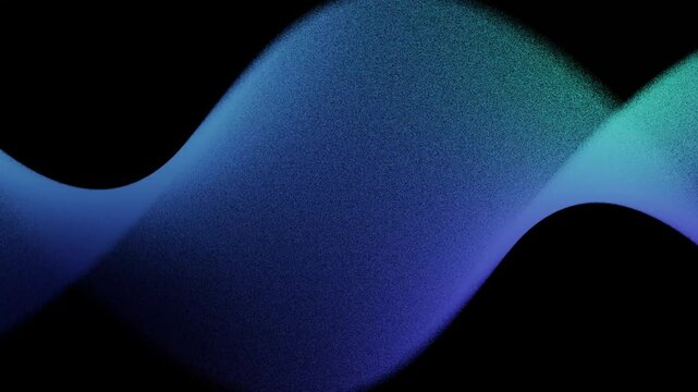 Modern gradient grainy noise wave animation on black background, retro futuristic holographic motion graphics