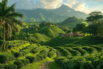 Fototapeta premium Exploring Colombia, a road trip from Medellin to Santa Fe de Antioquia offers a magnificent panoramic landscape view