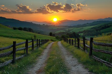 Burgos, Spain, Pancorbo, a serene sunset paints the rural landscape