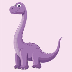 Fototapeta premium Cute cartoon Purple Dinosaur vector Illustration