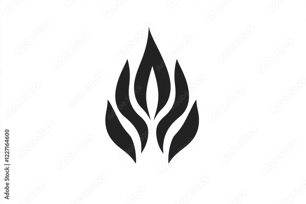Poster unique flame icon design showcasing stylized flames in black and white for modern aesthetics and bra