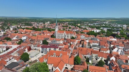 Obraz premium Cathedral in Mühlhausen in Thuringia from the air