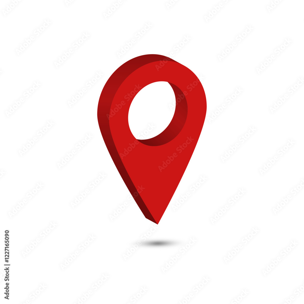 Aufkleber 3d red location pointer vector with shadow map address