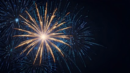 Blue fireworks on edge Generative AI

