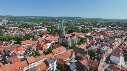 Obraz premium Cathedral in Mühlhausen in Thuringia from the air