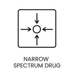 A square icon with arrows pointing to a central point, symbolizing focus in narrow spectrum drugs, in vector style, with an editable stroke