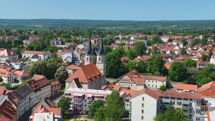 Obraz premium Cathedral in Mühlhausen in Thuringia from the air
