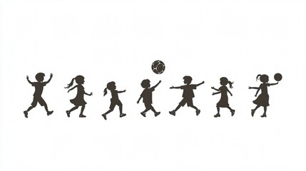 Youthful Playful Kids Monochrome Pictogram with Ball for Creative Designs