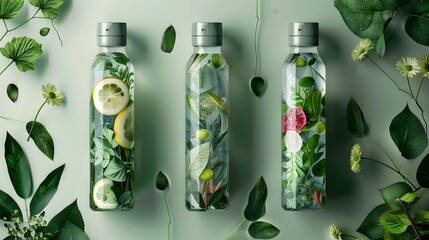 Design that goes hand in hand with nature and environmental conservation in glass bottles.