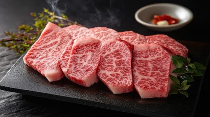 Black slate board surface for food presentation or writing with chalk